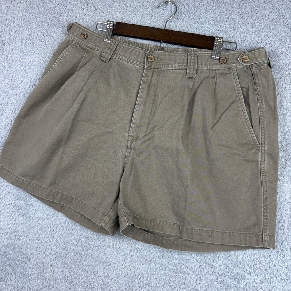 Tommy Bahama Shorts Mens 36 Beige Vintage Pleated Cotton Chino Relaxed Beach